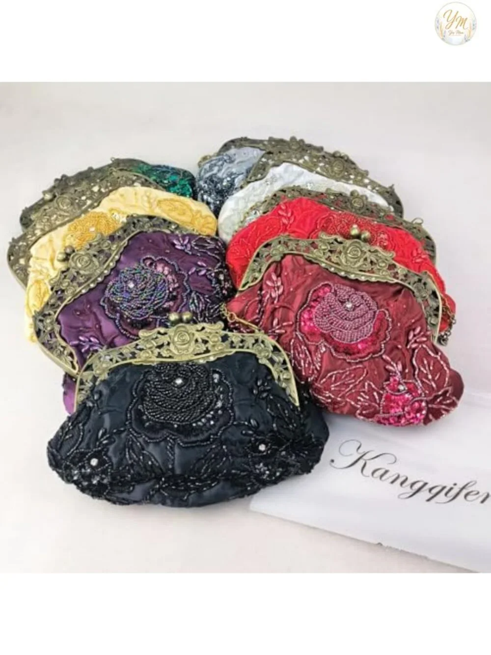 Vintage Beaded Sequin Evening Bag Clutch Formal Party Prom Purse